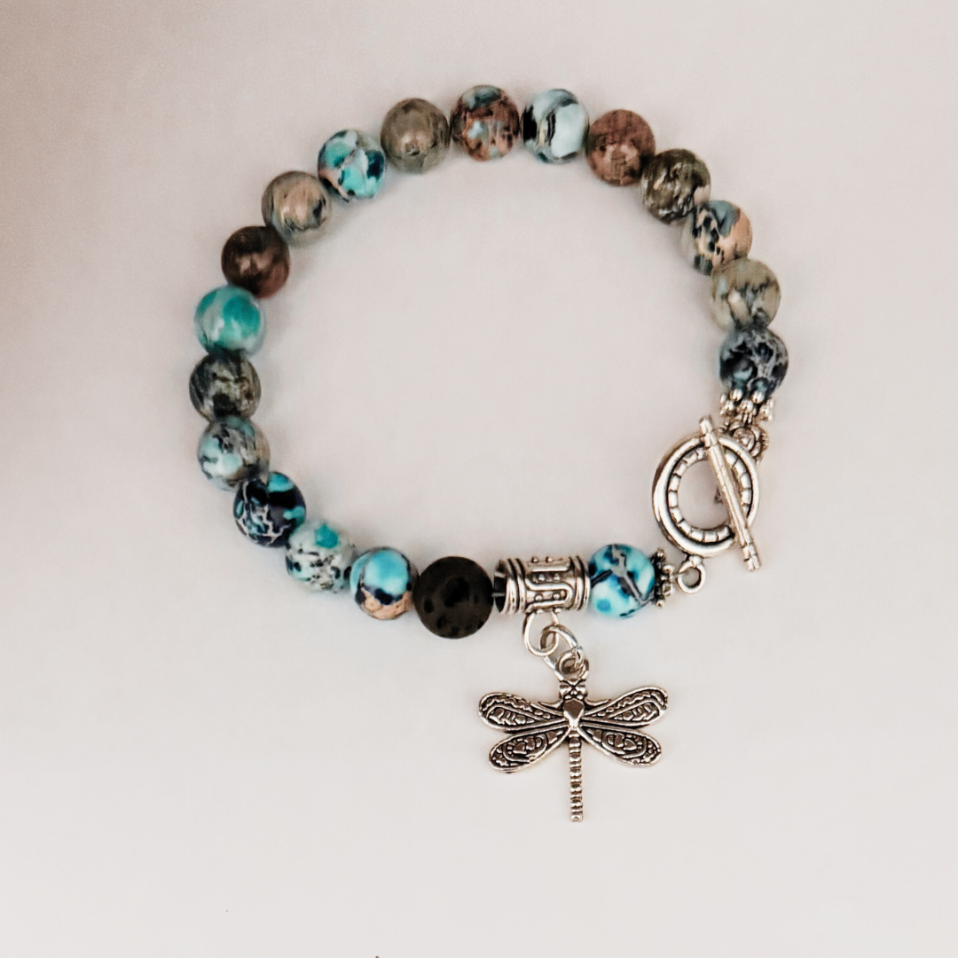 Blue Sea Sediment Jasper essential oil diffuser bracelet